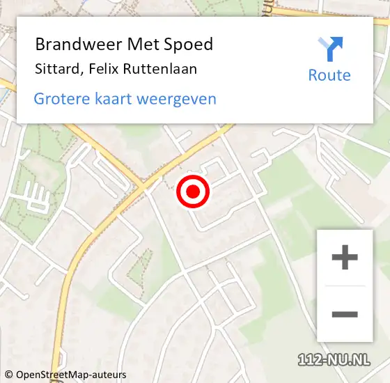 Locatie op kaart van de 112 melding: Brandweer Met Spoed Naar Sittard, Felix Ruttenlaan op 23 september 2017 22:26