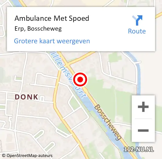 Locatie op kaart van de 112 melding: Ambulance Met Spoed Naar Erp, Bosscheweg op 23 september 2017 22:57
