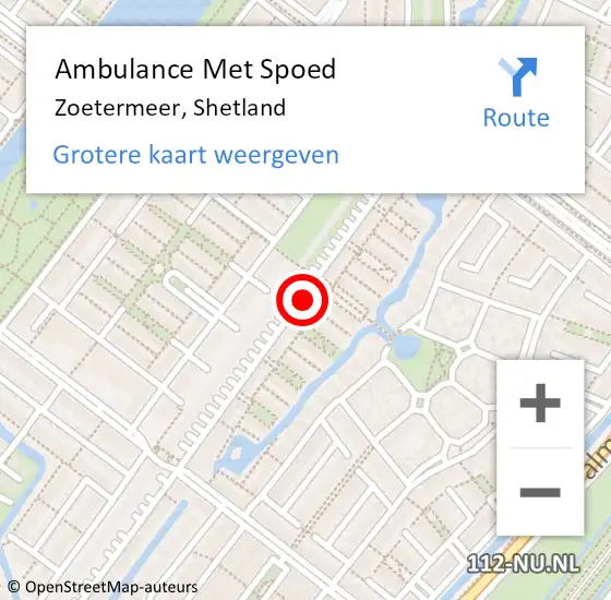 Locatie op kaart van de 112 melding: Ambulance Met Spoed Naar Zoetermeer, Shetland op 23 september 2017 22:59