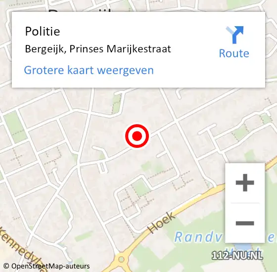 Locatie op kaart van de 112 melding: Politie Bergeijk, Prinses Marijkestraat op 24 september 2017 00:15