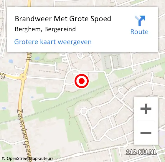 Locatie op kaart van de 112 melding: Brandweer Met Grote Spoed Naar Berghem, Bergereind op 24 september 2017 00:43