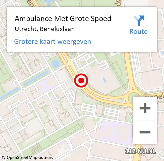 Locatie op kaart van de 112 melding: Ambulance Met Grote Spoed Naar Utrecht, Beneluxlaan op 24 september 2017 01:58