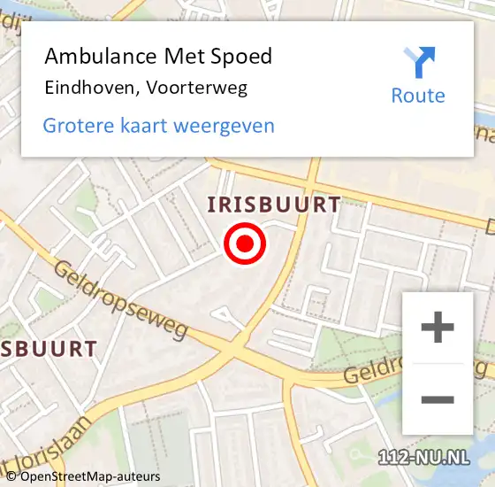 Locatie op kaart van de 112 melding: Ambulance Met Spoed Naar Eindhoven, Voorterweg op 24 september 2017 02:26
