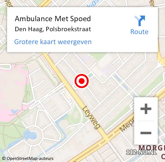 Locatie op kaart van de 112 melding: Ambulance Met Spoed Naar Den Haag, Polsbroekstraat op 24 september 2017 03:01