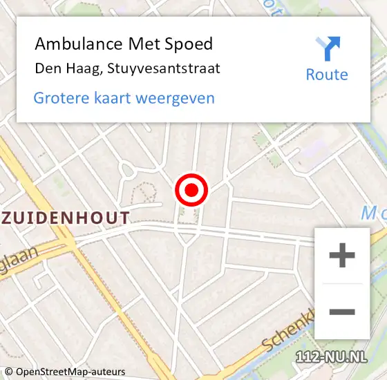 Locatie op kaart van de 112 melding: Ambulance Met Spoed Naar Den Haag, Stuyvesantstraat op 24 september 2017 03:18