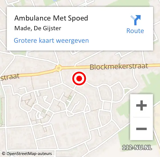 Locatie op kaart van de 112 melding: Ambulance Met Spoed Naar Made, De Gijster op 24 september 2017 03:34