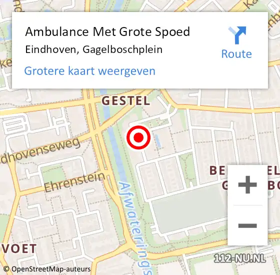 Locatie op kaart van de 112 melding: Ambulance Met Grote Spoed Naar Eindhoven, Gagelboschplein op 24 september 2017 03:41