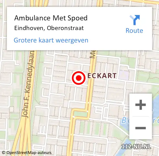 Locatie op kaart van de 112 melding: Ambulance Met Spoed Naar Eindhoven, Oberonstraat op 24 september 2017 04:09