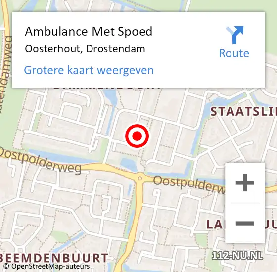 Locatie op kaart van de 112 melding: Ambulance Met Spoed Naar Oosterhout, Drostendam op 24 september 2017 04:28