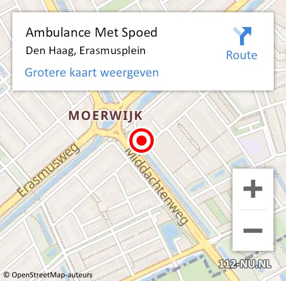 Locatie op kaart van de 112 melding: Ambulance Met Spoed Naar Den Haag, Erasmusplein op 24 september 2017 04:29