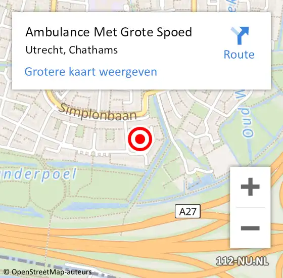 Locatie op kaart van de 112 melding: Ambulance Met Grote Spoed Naar Utrecht, Chathams op 24 september 2017 05:01