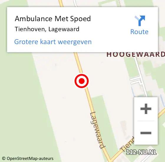 Locatie op kaart van de 112 melding: Ambulance Met Spoed Naar Tienhoven, Lagewaard op 24 september 2017 05:40