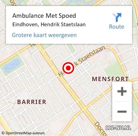 Locatie op kaart van de 112 melding: Ambulance Met Spoed Naar Eindhoven, Hendrik Staetslaan op 24 september 2017 05:41