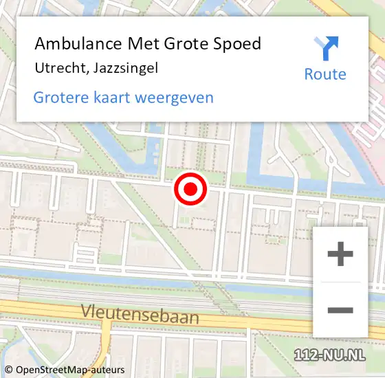 Locatie op kaart van de 112 melding: Ambulance Met Grote Spoed Naar Utrecht, Jazzsingel op 24 september 2017 05:51