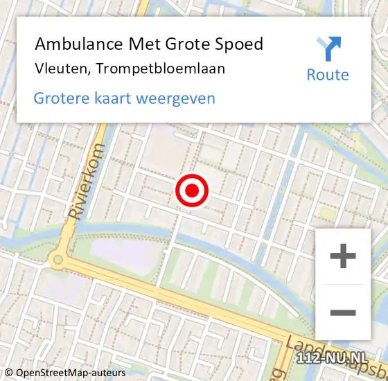 Locatie op kaart van de 112 melding: Ambulance Met Grote Spoed Naar Vleuten, Trompetbloemlaan op 24 september 2017 06:35
