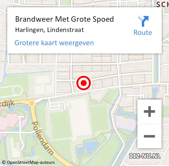 Locatie op kaart van de 112 melding: Brandweer Met Grote Spoed Naar Harlingen, Lindenstraat op 2 februari 2014 13:37