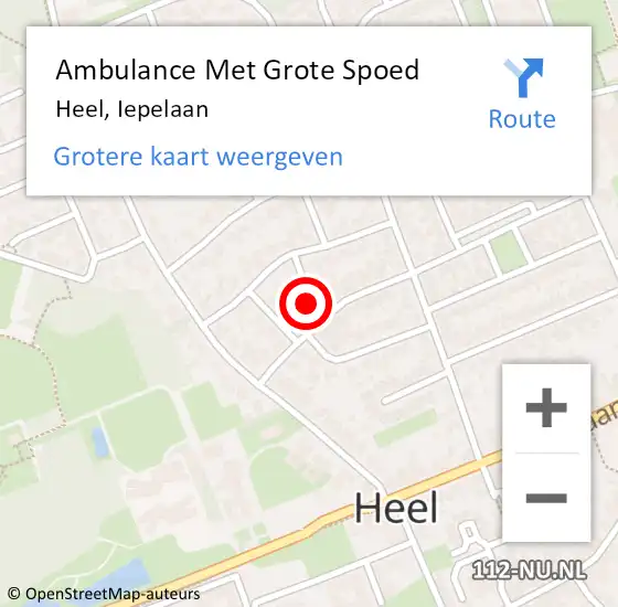 Locatie op kaart van de 112 melding: Ambulance Met Grote Spoed Naar Heel, Iepelaan op 24 september 2017 08:07