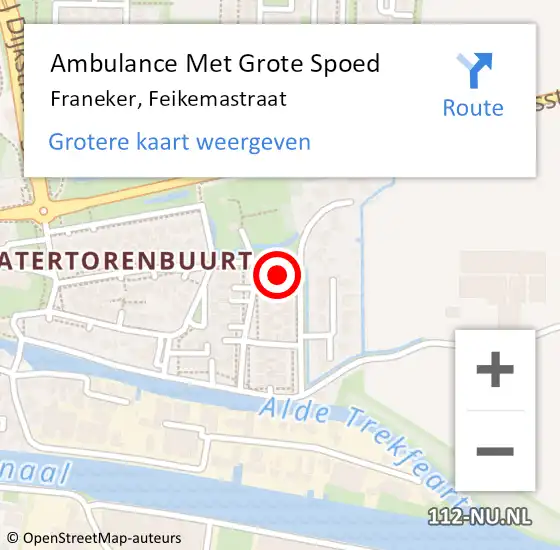 Locatie op kaart van de 112 melding: Ambulance Met Grote Spoed Naar Franeker, Feikemastraat op 2 februari 2014 13:42