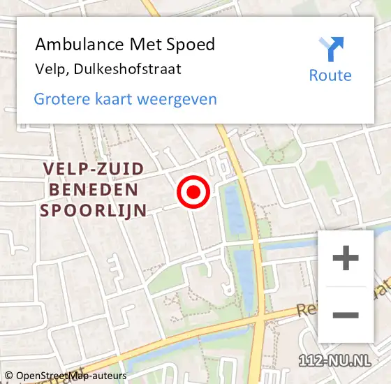 Locatie op kaart van de 112 melding: Ambulance Met Spoed Naar Velp, Dulkeshofstraat op 24 september 2017 08:26