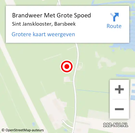 Locatie op kaart van de 112 melding: Brandweer Met Grote Spoed Naar Sint Jansklooster, Barsbeek op 26 september 2017 19:31