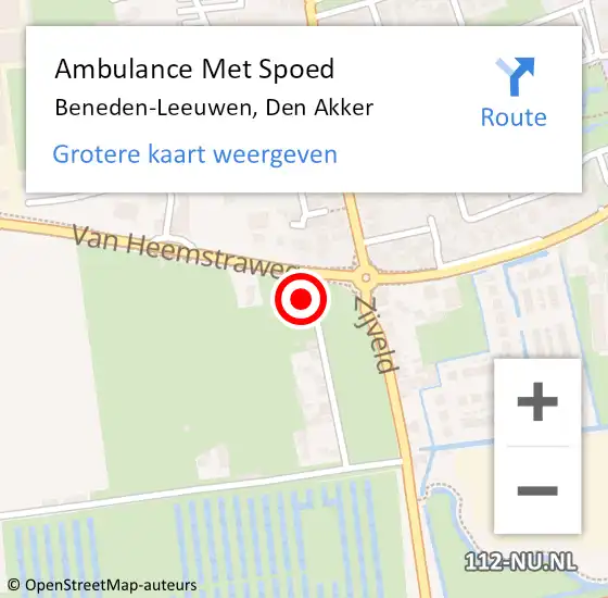 Locatie op kaart van de 112 melding: Ambulance Met Spoed Naar Beneden-Leeuwen, Den Akker op 26 september 2017 19:41