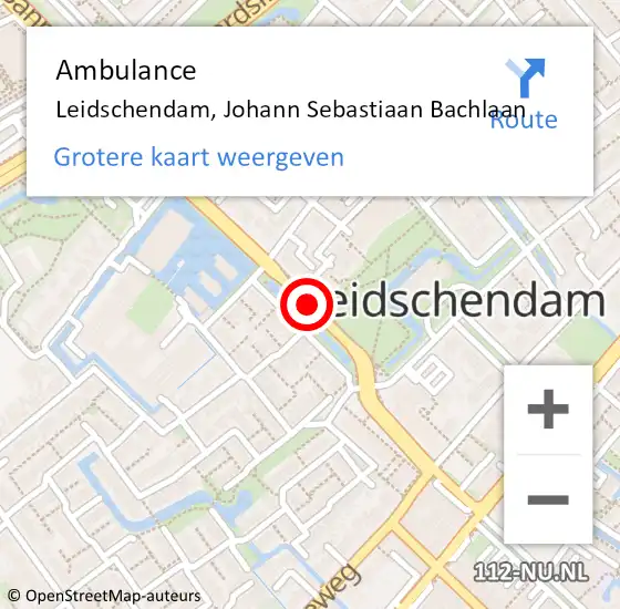 Locatie op kaart van de 112 melding: Ambulance Leidschendam, Johann Sebastiaan Bachlaan op 26 september 2017 20:28