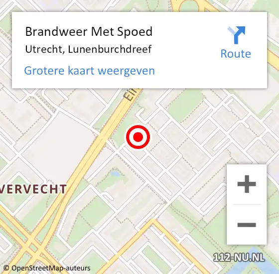 Locatie op kaart van de 112 melding: Brandweer Met Spoed Naar Utrecht, Lunenburchdreef op 26 september 2017 20:37