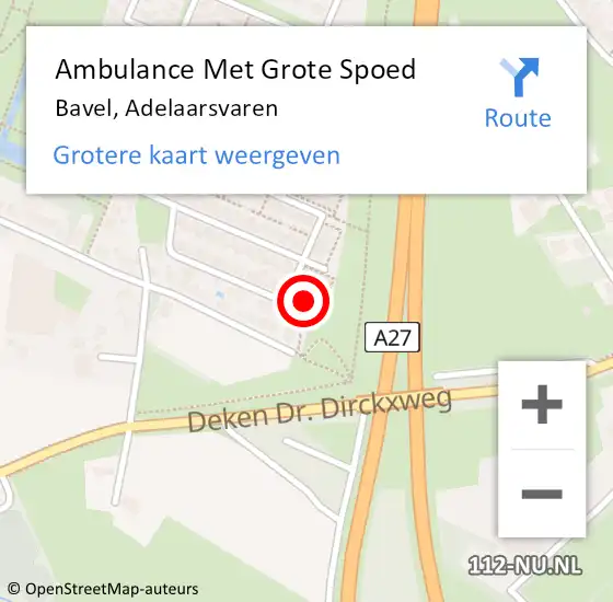 Locatie op kaart van de 112 melding: Ambulance Met Grote Spoed Naar Bavel, Adelaarsvaren op 26 september 2017 20:55