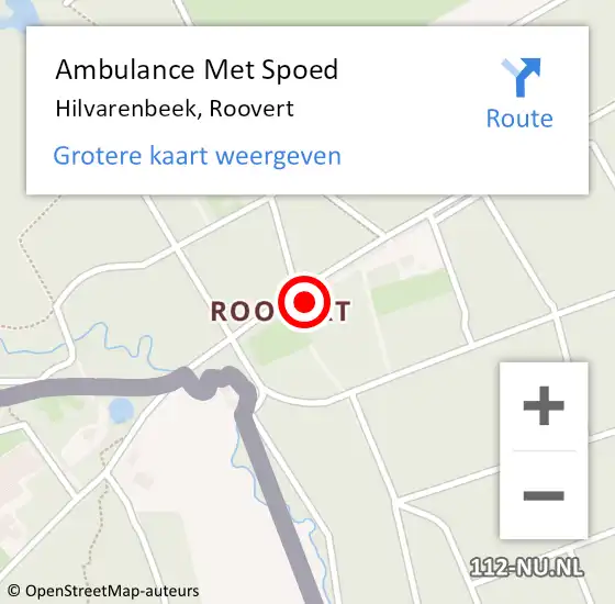 Locatie op kaart van de 112 melding: Ambulance Met Spoed Naar Hilvarenbeek, Roovert op 26 september 2017 21:19