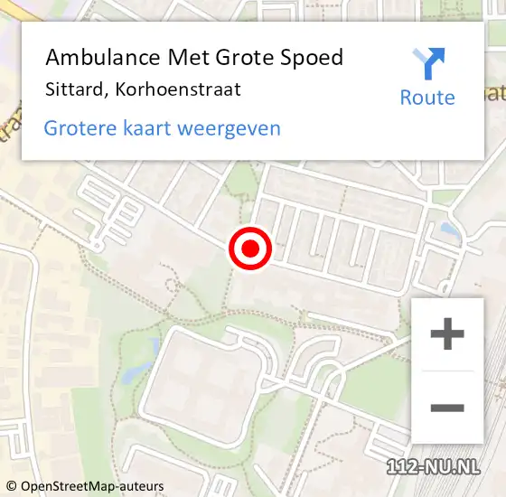 Locatie op kaart van de 112 melding: Ambulance Met Grote Spoed Naar Sittard, Korhoenstraat op 2 februari 2014 14:00