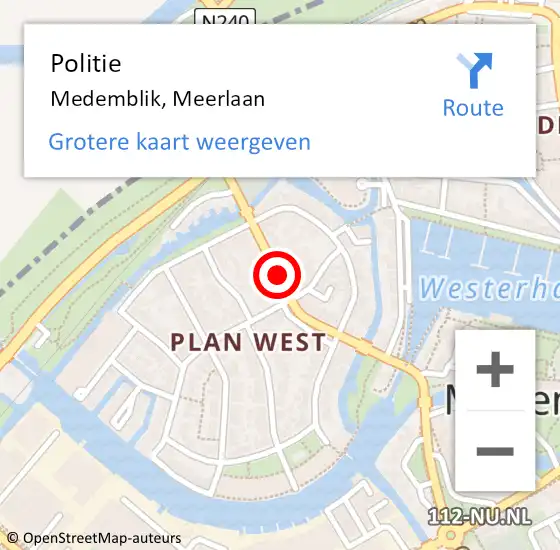 Locatie op kaart van de 112 melding: Politie Medemblik, Meerlaan op 26 september 2017 21:48
