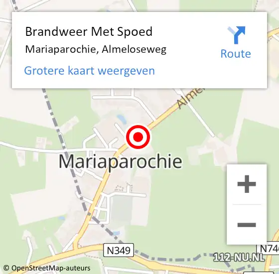 Locatie op kaart van de 112 melding: Brandweer Met Spoed Naar Mariaparochie, Almeloseweg op 26 september 2017 22:04