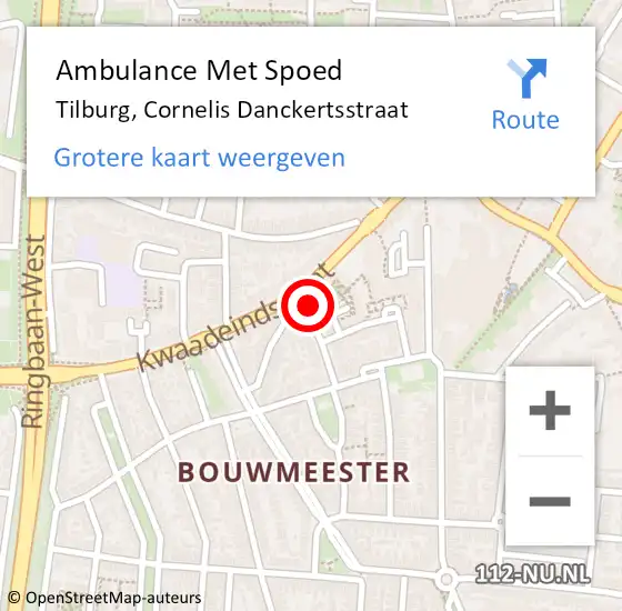 Locatie op kaart van de 112 melding: Ambulance Met Spoed Naar Tilburg, Cornelis Danckertsstraat op 26 september 2017 22:16