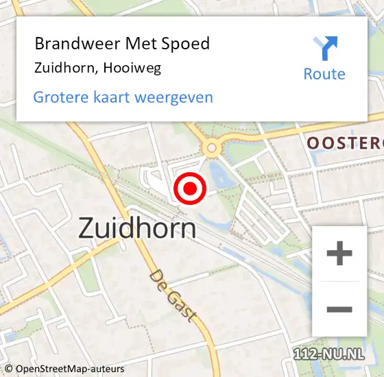 Locatie op kaart van de 112 melding: Brandweer Met Spoed Naar Zuidhorn, Hooiweg op 26 september 2017 23:13