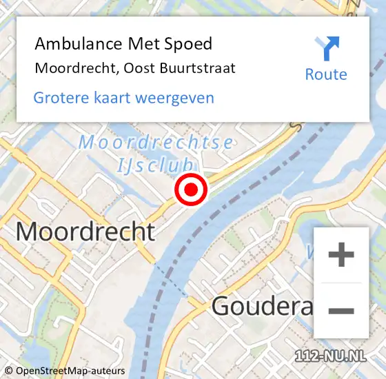 Locatie op kaart van de 112 melding: Ambulance Met Spoed Naar Moordrecht, Oost Buurtstraat op 26 september 2017 23:41