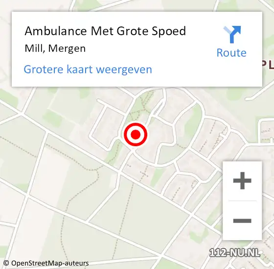 Locatie op kaart van de 112 melding: Ambulance Met Grote Spoed Naar Mill, Mergen op 27 september 2017 02:23