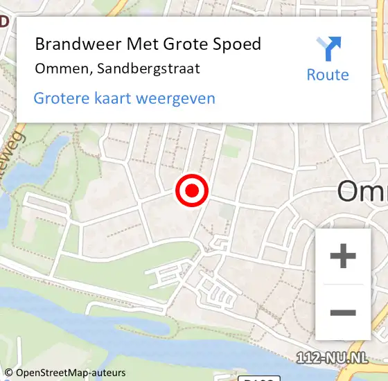 Locatie op kaart van de 112 melding: Brandweer Met Grote Spoed Naar Ommen, Sandbergstraat op 21 september 2013 07:42