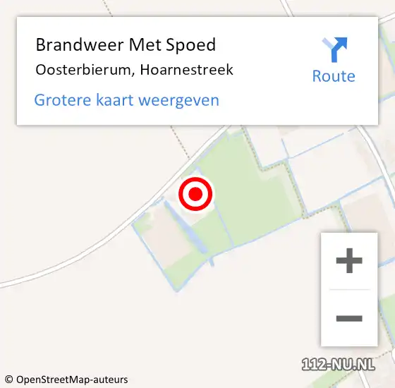 Locatie op kaart van de 112 melding: Brandweer Met Spoed Naar Oosterbierum, Hoarnestreek op 27 september 2017 08:03