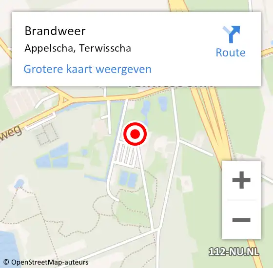 Locatie op kaart van de 112 melding: Brandweer Appelscha, Terwisscha op 27 september 2017 09:07