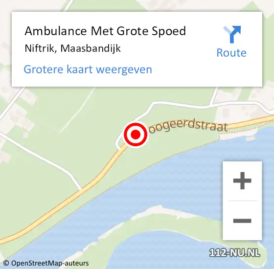 Locatie op kaart van de 112 melding: Ambulance Met Grote Spoed Naar Niftrik, Maasbandijk op 27 september 2017 09:27