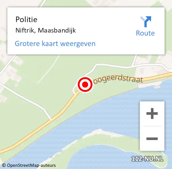 Locatie op kaart van de 112 melding: Politie Niftrik, Maasbandijk op 27 september 2017 09:37