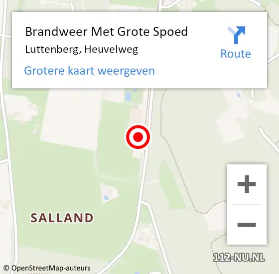 Locatie op kaart van de 112 melding: Brandweer Met Grote Spoed Naar Luttenberg, Heuvelweg op 27 september 2017 09:46