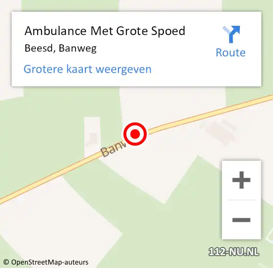 Locatie op kaart van de 112 melding: Ambulance Met Grote Spoed Naar Beesd, Banweg op 27 september 2017 09:49