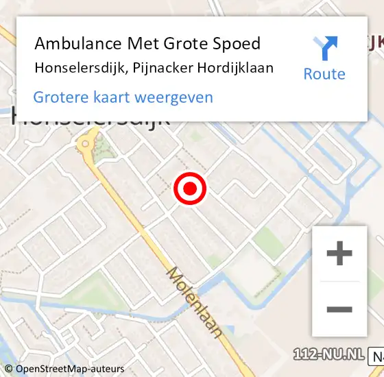 Locatie op kaart van de 112 melding: Ambulance Met Grote Spoed Naar Honselersdijk, Pijnacker Hordijklaan op 27 september 2017 09:51