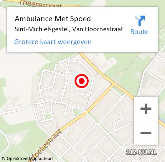 Locatie op kaart van de 112 melding: Ambulance Met Spoed Naar Sint-Michielsgestel, Van Hoornestraat op 27 september 2017 11:21