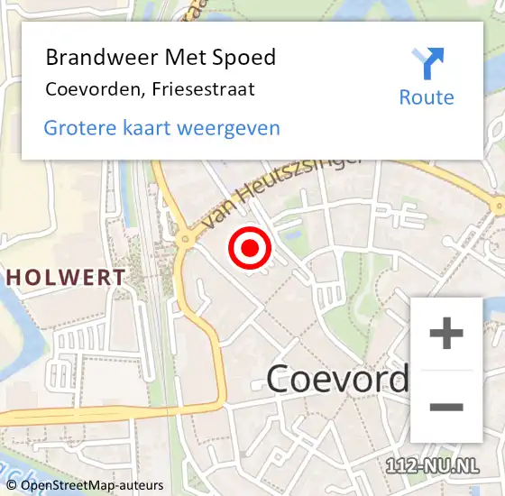 Locatie op kaart van de 112 melding: Brandweer Met Spoed Naar Coevorden, Friesestraat op 27 september 2017 11:43