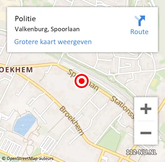 Locatie op kaart van de 112 melding: Politie Valkenburg, Spoorlaan op 27 september 2017 11:53