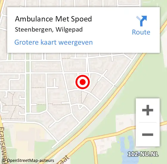 Locatie op kaart van de 112 melding: Ambulance Met Spoed Naar Steenbergen, Wilgepad op 27 september 2017 11:53