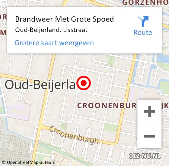 Locatie op kaart van de 112 melding: Brandweer Met Grote Spoed Naar Oud-Beijerland, Lisstraat op 27 september 2017 11:56