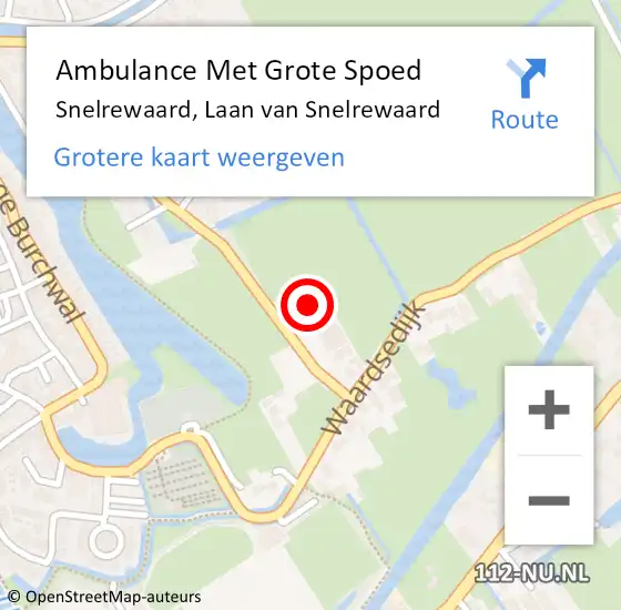 Locatie op kaart van de 112 melding: Ambulance Met Grote Spoed Naar Snelrewaard, Laan van Snelrewaard op 27 september 2017 12:02